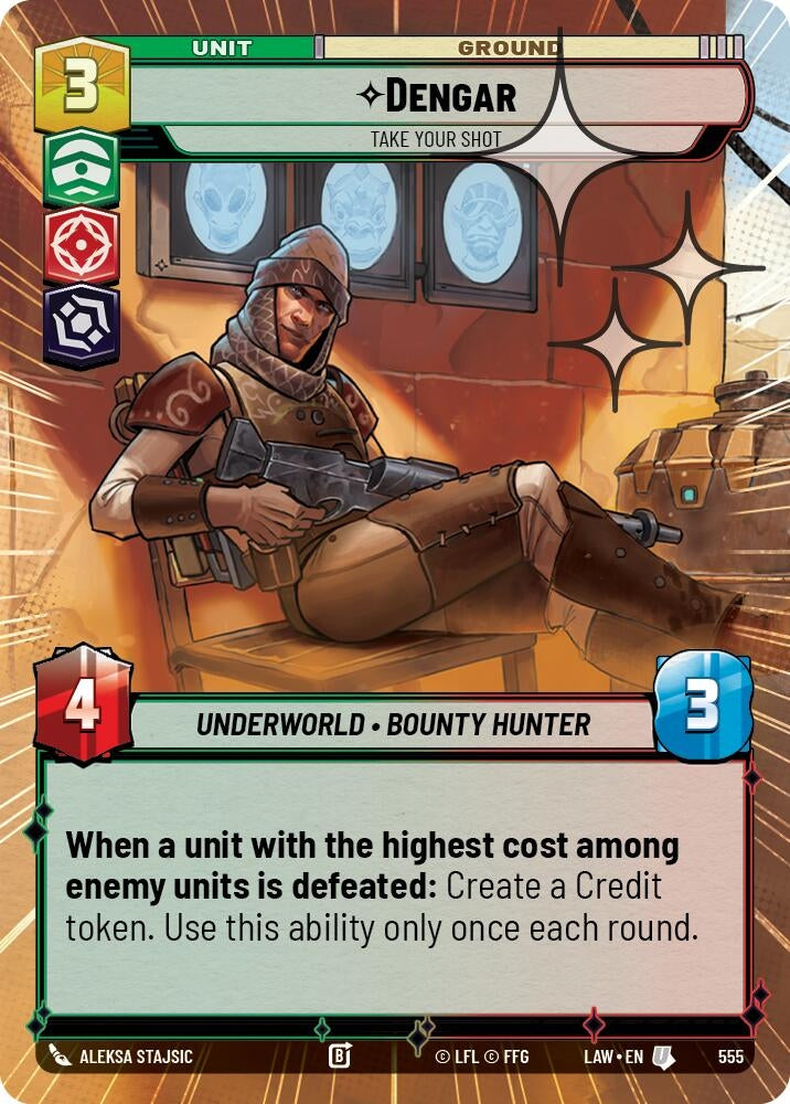 Image for Dengar - Take Your Shot (Hyperspace Foil) (555) (A Lawless Time) - Star Wars: Unlimited