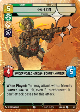 Image for 4-LOM - Devious (Hyperspace Foil) (567) (A Lawless Time) - Star Wars: Unlimited