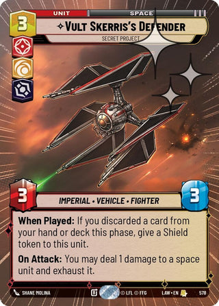 Image for Vult Skerris's Defender - Secret Project (Hyperspace Foil) (578) (A Lawless Time) - Star Wars: Unlimited