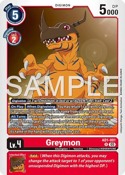Image for Greymon - AD1-001 (AD1-001 R) (Advanced Booster Digimon Generation) - Digimon Card Game