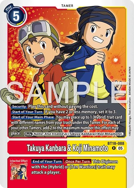 Image for Takuya Kanbara & Koji Minamoto (Reprint) (BT18-088 R) (Advanced Booster Digimon Generation) - Digimon Card Game