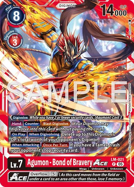 Image for Agumon - Bond of Bravery ACE (Reprint) (LM-021 P) (Advanced Booster Digimon Generation) - Digimon Card Game