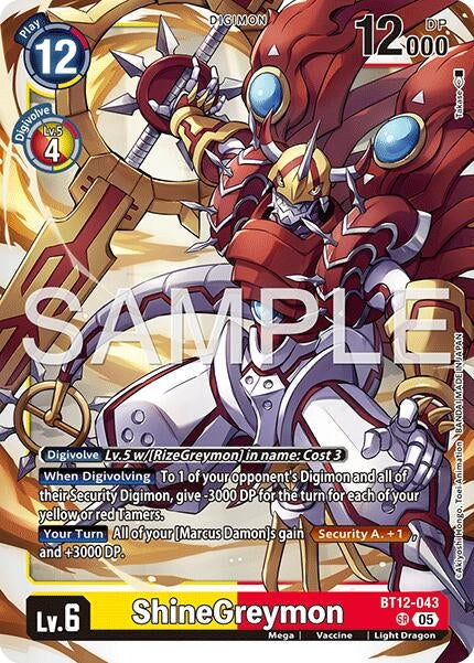 Image for ShineGreymon - BT12-043 (Reprint) (BT12-043 SR) (Advanced Booster Digimon Generation) - Digimon Card Game