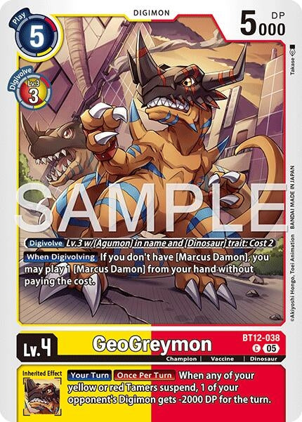 Image for GeoGreymon - BT12-038 (Reprint) (BT12-038 C) (Advanced Booster Digimon Generation) - Digimon Card Game