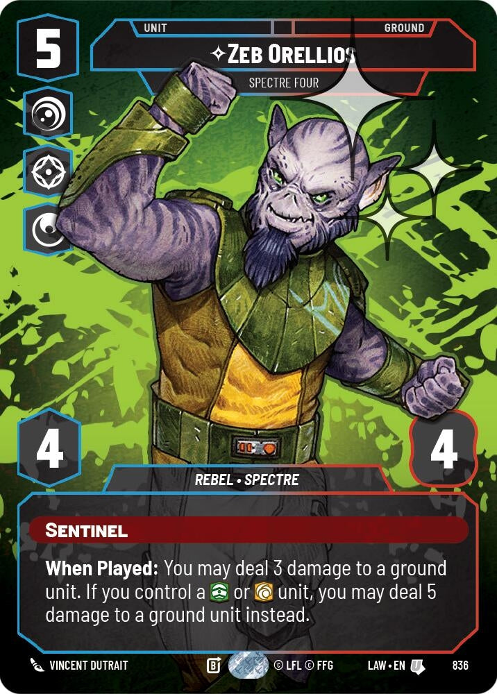 Image for Zeb Orellios - Spectre Four (Prestige Foil) (836) (A Lawless Time) - Star Wars: Unlimited