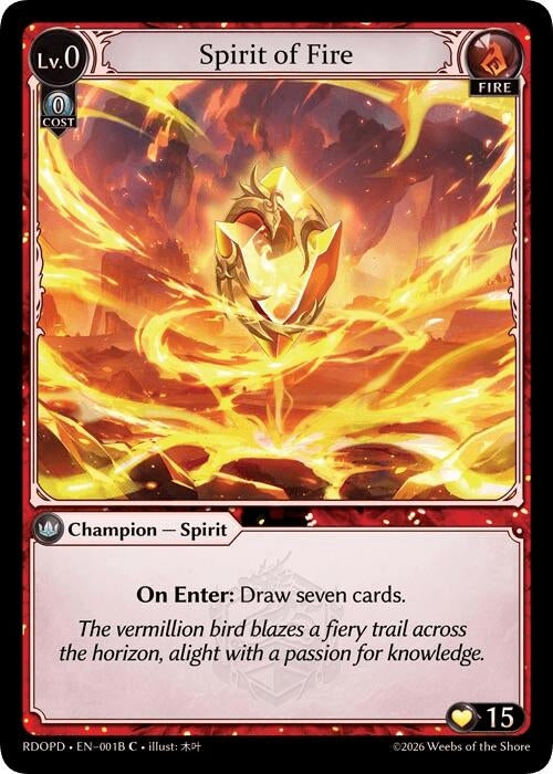 Image for Spirit of Fire (001B) (001B) (Radiant Origins: Pantheon) - Grand Archive TCG