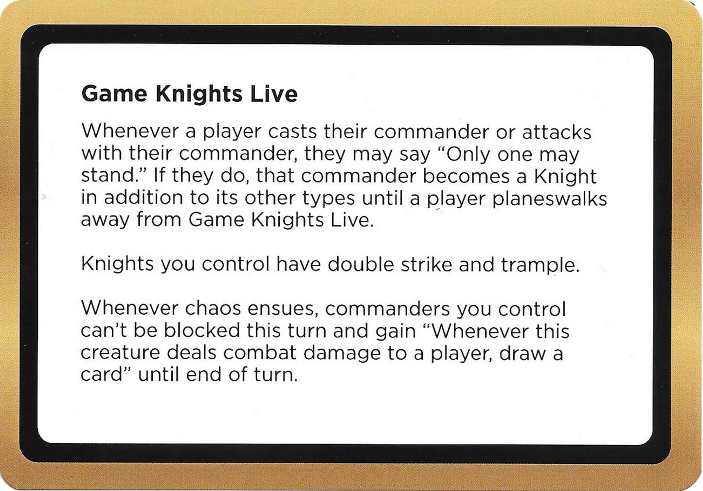 Image for Game Knights Live (Black Lotus Unknown Planechase) (Oversize Cards) - Magic: The Gathering