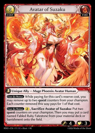 Image for Avatar of Suzaku (171) (Radiant Origins) - Grand Archive TCG