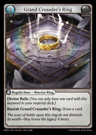 Image for Grand Crusader's Ring (018) (Radiant Origins) - Grand Archive TCG