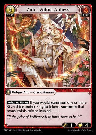 Image for Zinn, Volnia Abbess (205) (Radiant Origins) - Grand Archive TCG