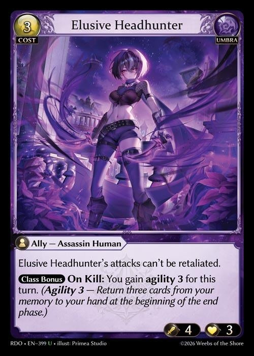 Image for Elusive Headhunter (Curio Foil) (399) (Radiant Origins) - Grand Archive TCG