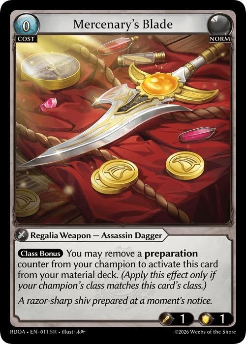 Image for Mercenary's Blade (011) (Radiant Origins) - Grand Archive TCG