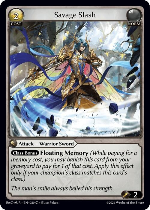 Image for Savage Slash (020) (Mordred Re: Collection, Aurelian Regent) - Grand Archive TCG