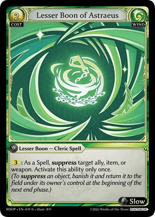 Image for Lesser Boon of Astraeus (019) (Radiant Origins: Pantheon) - Grand Archive TCG