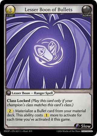 Image for Lesser Boon of Bullets (021) (Radiant Origins: Pantheon) - Grand Archive TCG