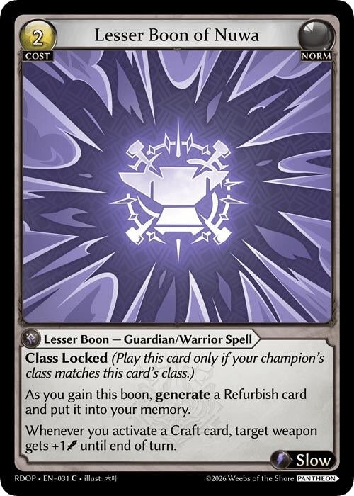 Image for Lesser Boon of Nuwa (031) (Radiant Origins: Pantheon) - Grand Archive TCG