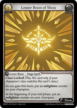 Image for Lesser Boon of Shou (041) (Radiant Origins: Pantheon) - Grand Archive TCG
