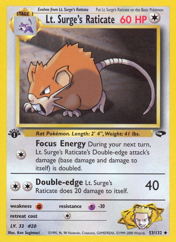 Image for Lt. Surge's Raticate (053/132) (Gym Challenge) - Pokemon