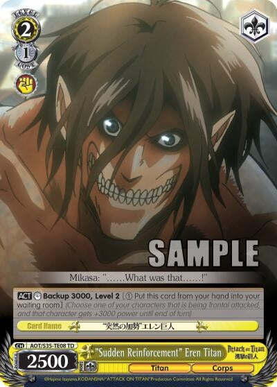 ’Sudden Reinforcement’ Eren Titan (3508) [AOT/S35] - Weiss Schwarz Single