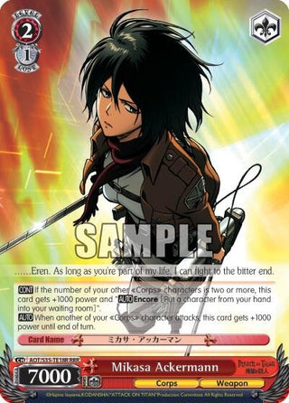 Mikasa Ackermann (RRR) (3518) [AOT/S35] - Weiss Schwarz Single