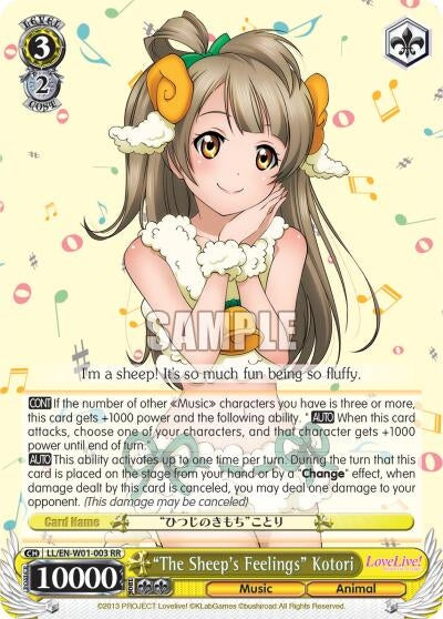 ’The Sheep’s Feelings’ Kotori (1003) [LL/EN-W01] - Weiss Schwarz Single