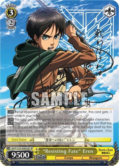 ’Resisting Fate’ Eren (SP) (35003) [AOT/S35] - Weiss Schwarz Single