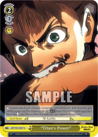 ’Titan’s Power’ (35027) [AOT/S35] - Weiss Schwarz Single