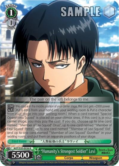’Humanity’s Strongest Soldier’ Levi (35036) [AOT/S35] - Weiss Schwarz Single