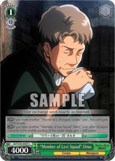 ’Member of Levi Squad’ Oruo (35047) [AOT/S35] - Weiss Schwarz Single