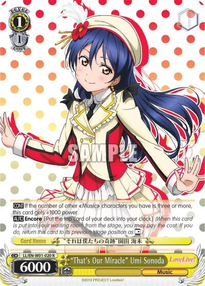 ’That’s Our Miracle’ Umi Sonoda (1020) [LL/EN-W01] - Weiss Schwarz Single