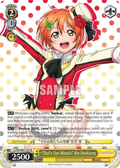 ’That’s Our Miracle’ Rin Hoshizora (1021) [LL/EN-W01] - Weiss Schwarz Single