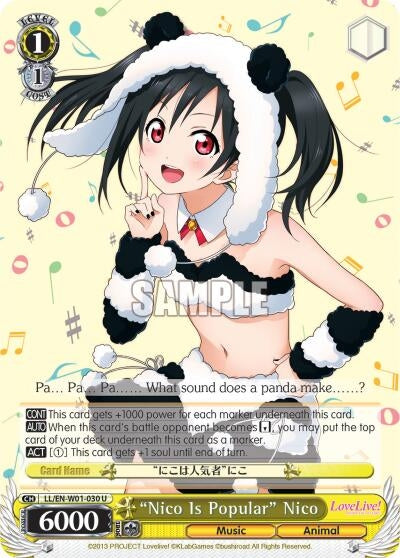 ’Nico Is Popular’ Nico (1030) [LL/EN-W01] - Weiss Schwarz Single