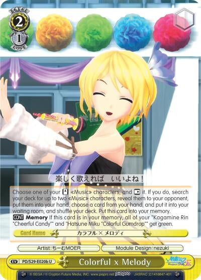 Colorful x Melody (B) (29020) [PD/S29] - Weiss Schwarz Single