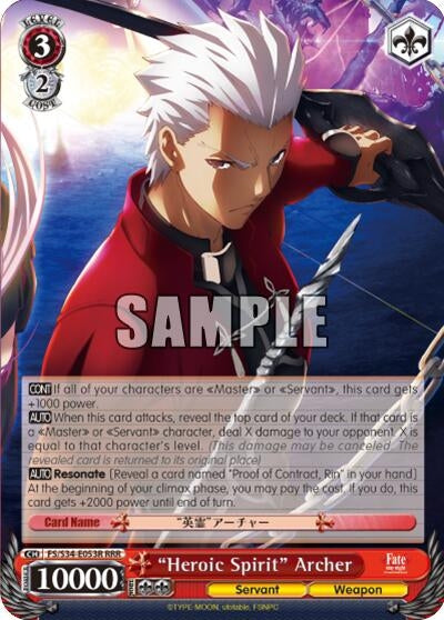 ’Heroic Spirit’ Archer (RRR) (34053) [FS/S34] - Weiss Schwarz Single