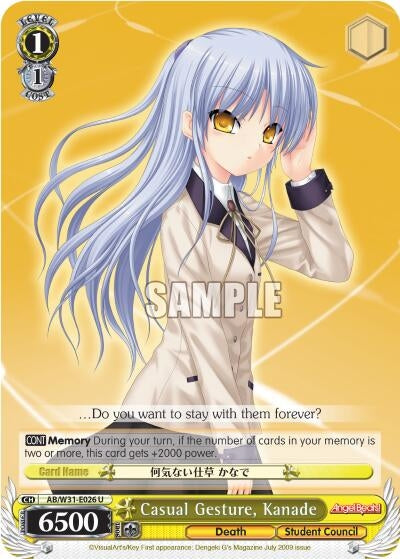 Casual Gesture Kanade (31026) [AB/W31] - Weiss Schwarz Single