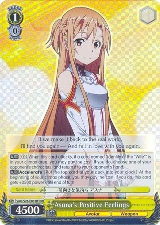 Asuna’s Positive Feelings (RRR) (26001) [SAO/S26] - Weiss Schwarz Single
