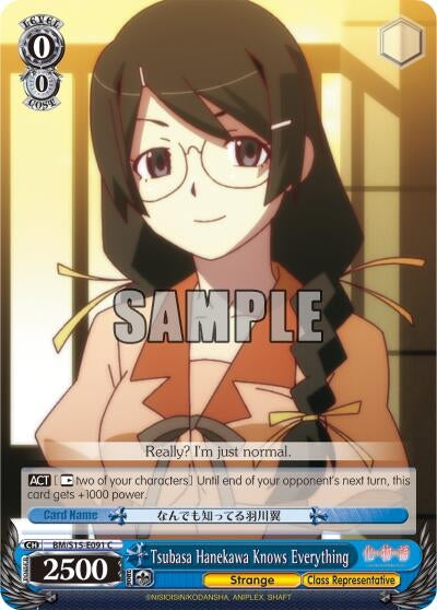 Tsubasa Hanekawa Knows Everything (15091) [BM/S15] - Weiss Schwarz Single