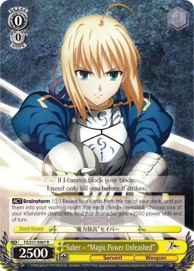 Saber - ’Magic Power Unleashed’ (17007) [FZ/S17] - Weiss Schwarz Single