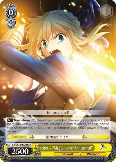 Saber - ’Magic Power Unleashed’ (RRR) (17007) [FZ/S17] - Weiss Schwarz Single