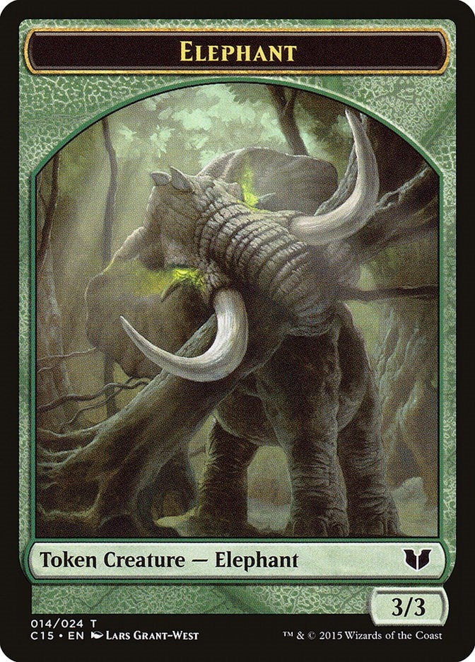 Elephant // Saproling Double-Sided Token (0) [C15] - MTG Single