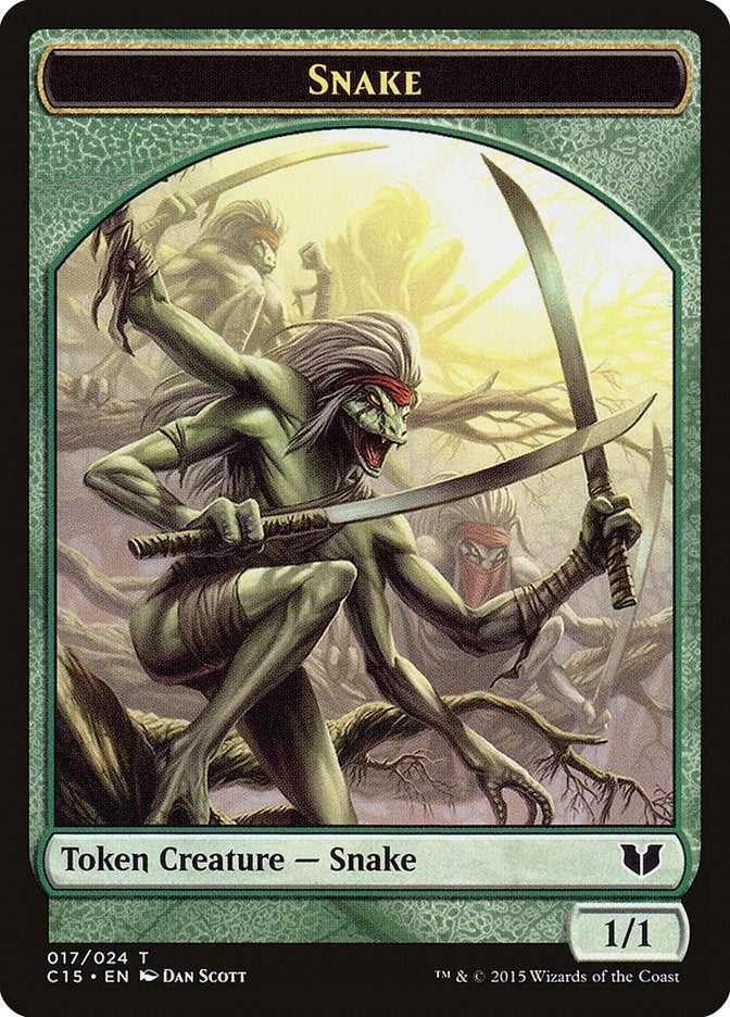 Snake (017) // Saproling Double-Sided Token (0) [C15] - MTG Single