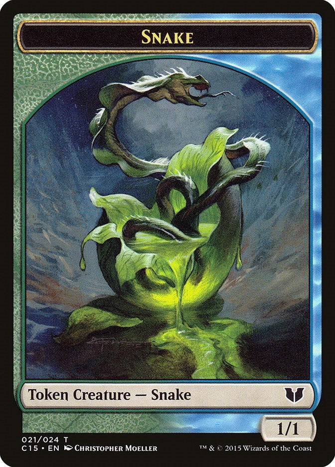 Snake (021) // Saproling Double-Sided Token (0) [C15] - MTG Single