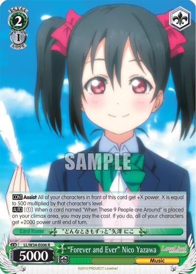 ’Forever and Ever’ Nico Yazawa (34006) [LL/W34] - Weiss Schwarz Single