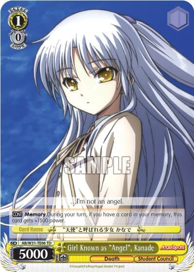 Girl Known as ’Angel’ Kanade (3106) [AB/W31] - Weiss Schwarz Single