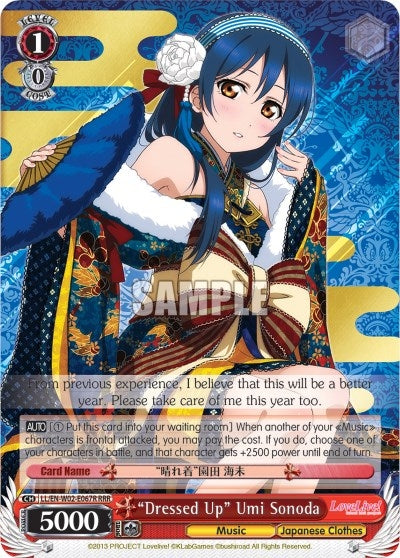 ’Dressed Up’ Umi Sonoda (RRR) (2067) [LL/EN-W02] - Weiss Schwarz Single