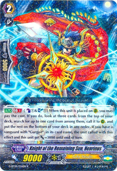 Knight of the Remaining Sun Henrinus (8026) [G-BT08] - Cardfight Vanguard Single