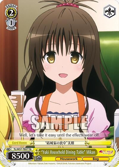 ’Yuki Household Dining Table’ Mikan (3707) [TL/W37] - Weiss Schwarz Single
