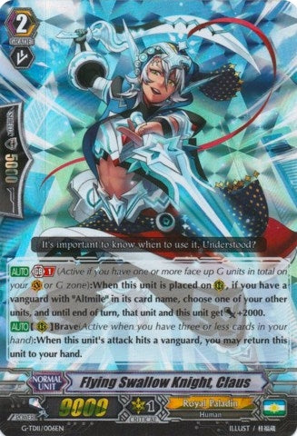 Flying Swallow Knight Claus (RRR Foil) (11006) [G-TD11] - Cardfight Vanguard Single