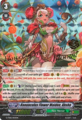 Ranunculus Flower Maiden Ahsha (Hot Stamped) (12003) [G-TD12] - Cardfight Vanguard Single