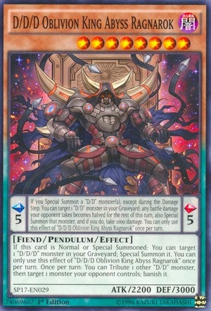 D/D/D Oblivion King Abyss Ragnarok (Starfoil) (17029) (SP17) - YuGiOh Single